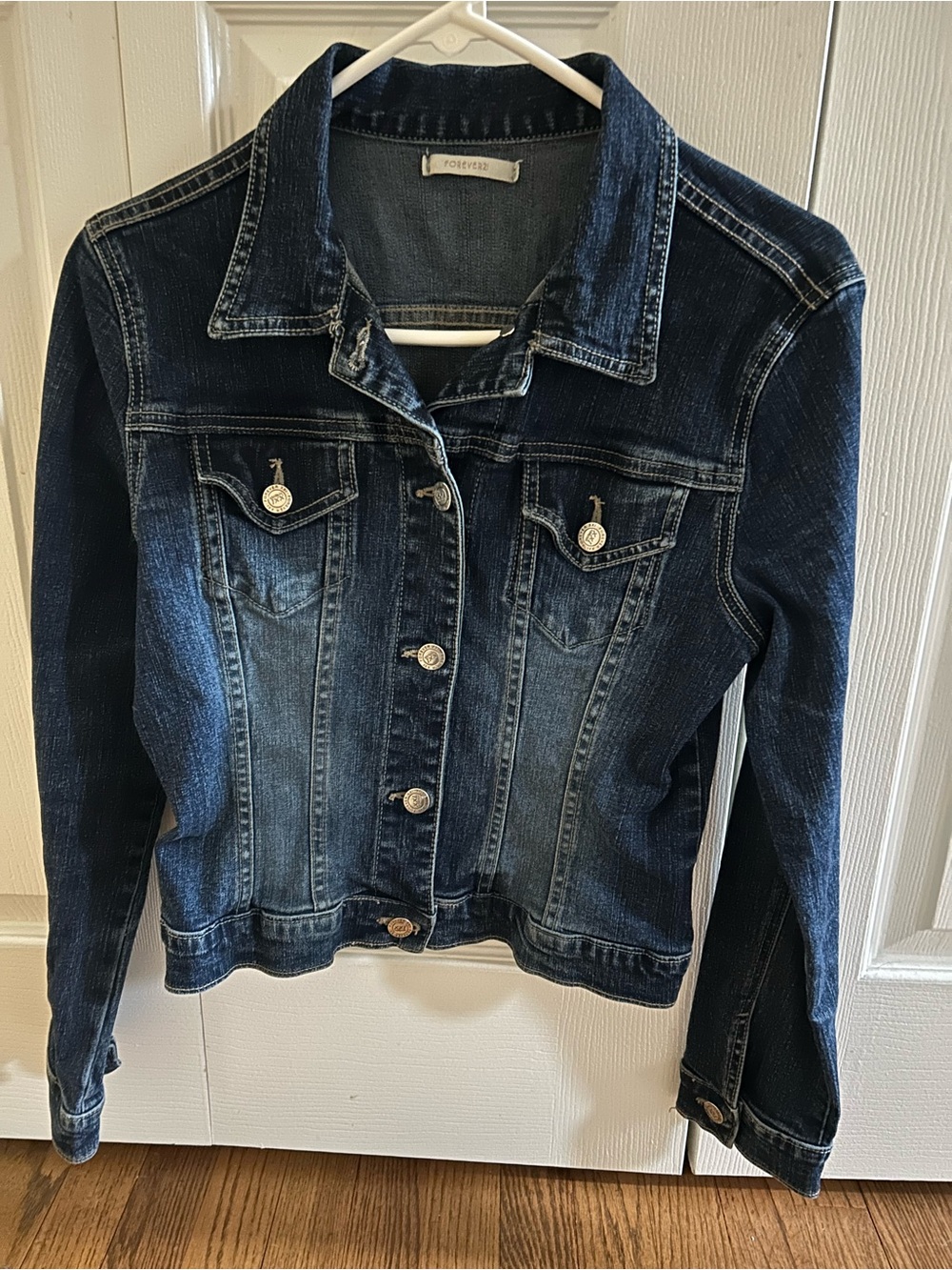 Forever 21 Blue Denim Jacket with Contrast Stitching